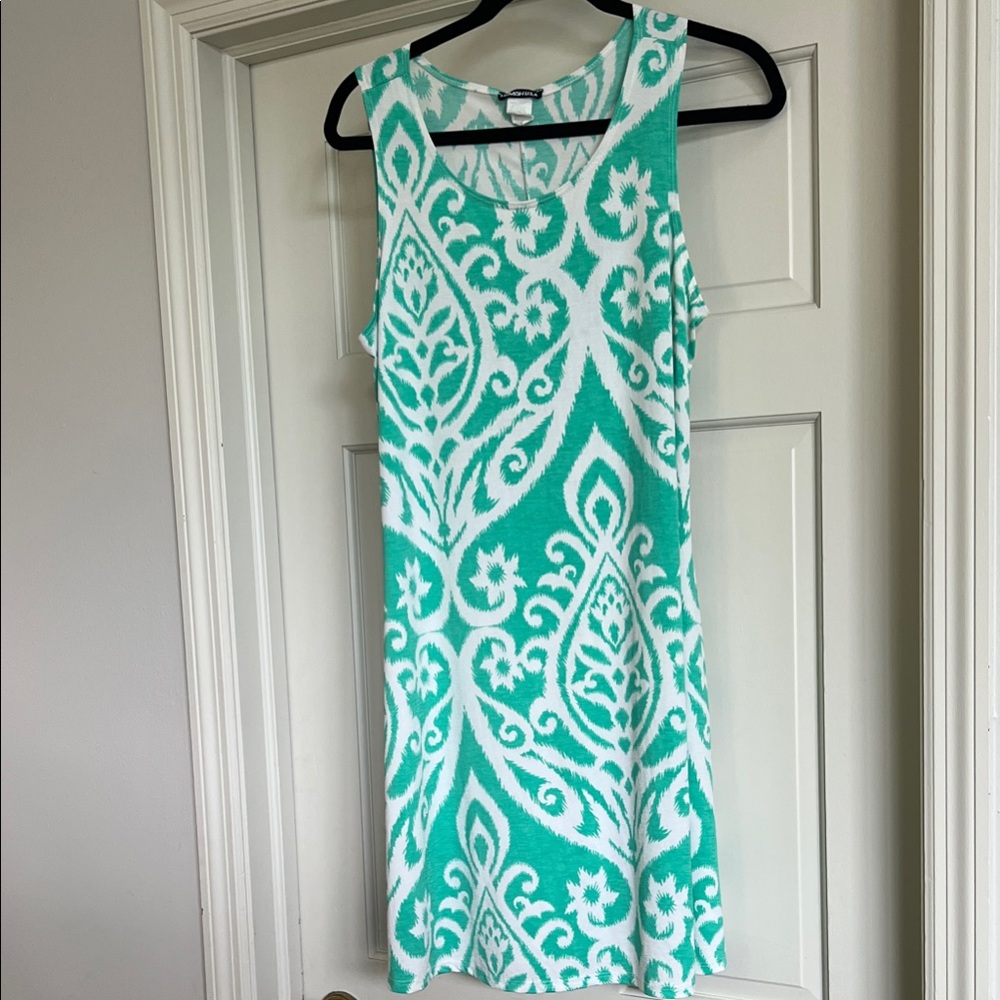 Beautiful Dress with pockets -Green/White